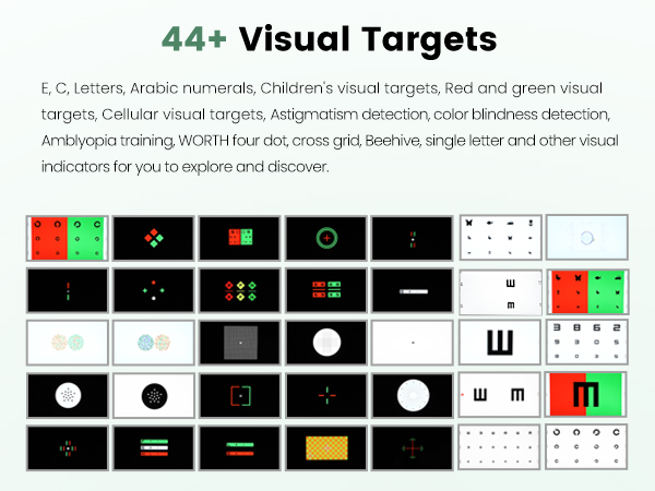 digital visual acuity with 44+ visual targets