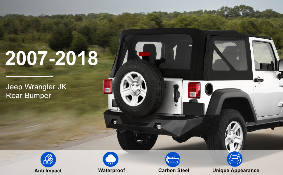 Rear Bumper for jeep wrangler jk 2007 2008 2009 2010 2011 2012 2013 2014 2015 2016 2017 2018