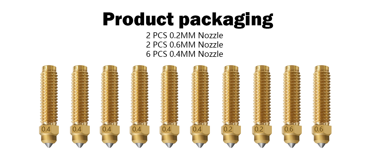 10PCS Brass-Hardened Steel Nozzles for Centauri Carbon 0.2MM 0.4MM 0.6MM Original Hotend Nozzles Superior Thermal Conductivity Wear Resistant for Elegoo Centauri 3D Printer Accessories 10 centauri nozzle