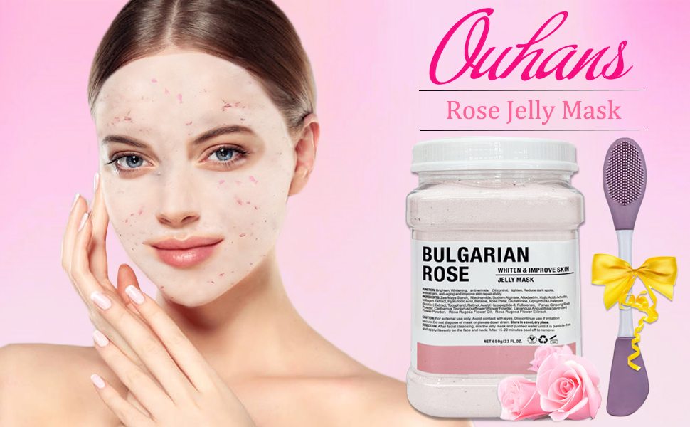 Ouhans Jelly Mask Powder for Facials Care,Rose Petals Gel