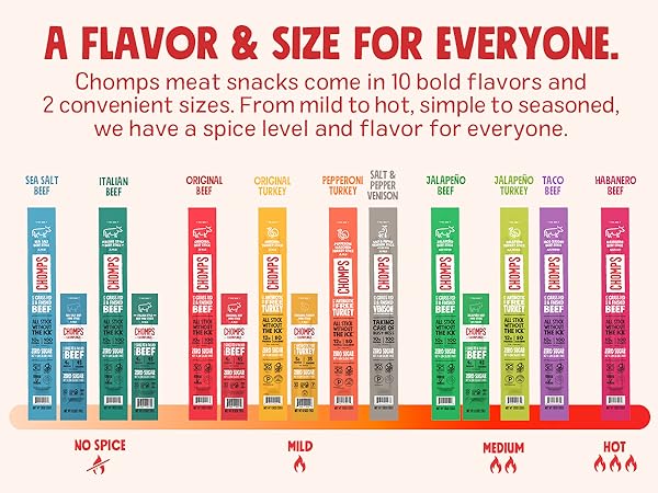 Wide assortment of jerky flavors and sizes