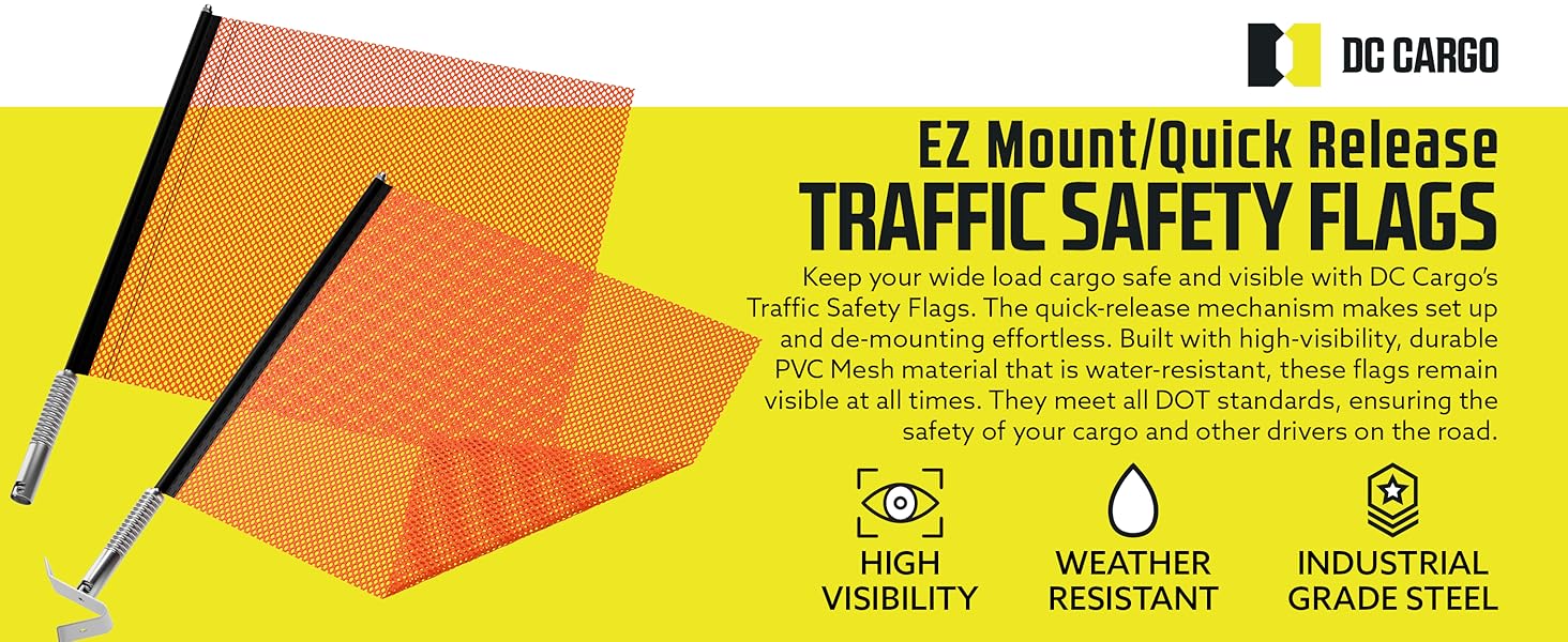 DC Cargo Quick Release Flag Mount Warning Flags for Truck