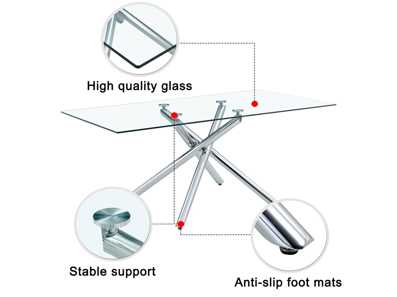 Glass Dining Table Set for 8, 71 Inches Kitchen Table Set, Modern 9 Pieces Dinner