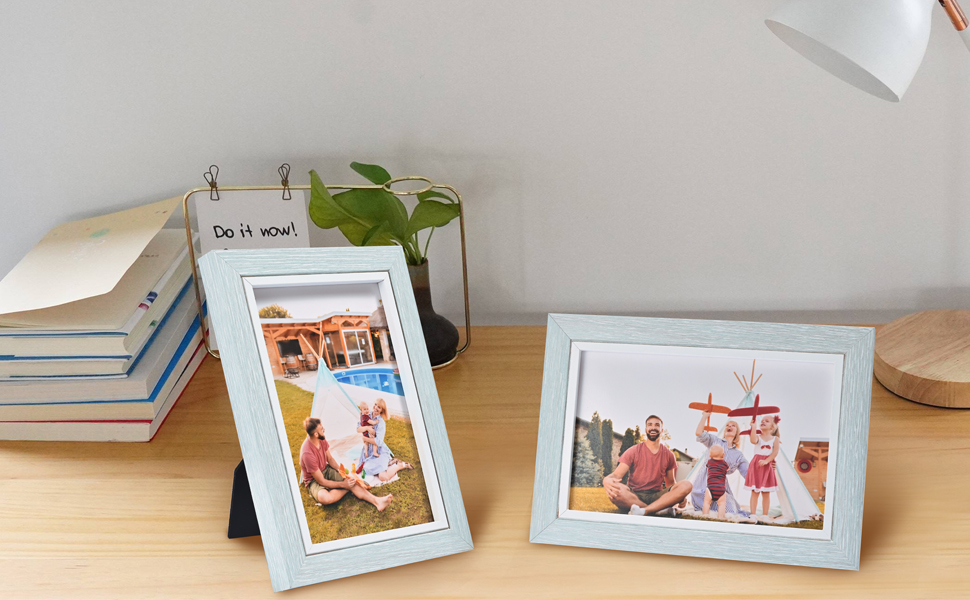 Donmills 6x4 Photo Frame Grey Wooden Multiple Picture Frame with White