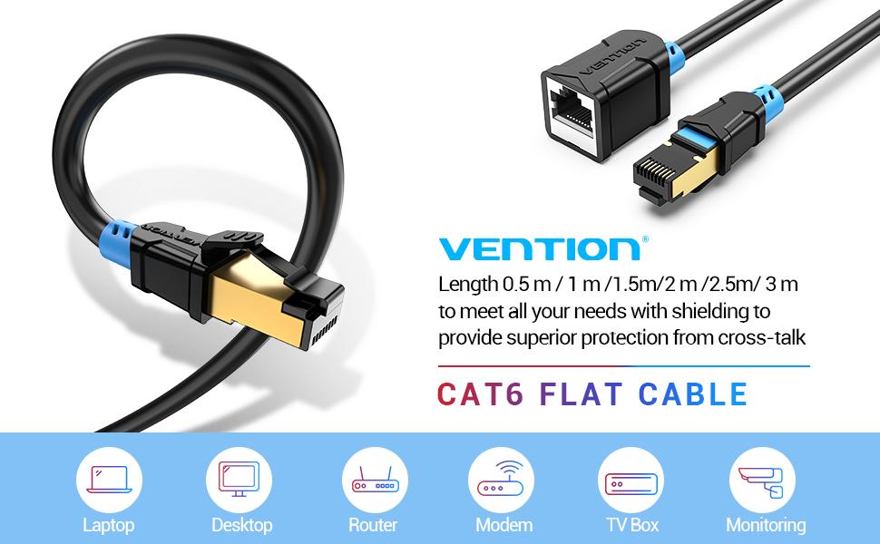 VENTION Cat6 Extension Cable, Network Cable Lead,1000Mbps STP Jumper RJ45 Male to