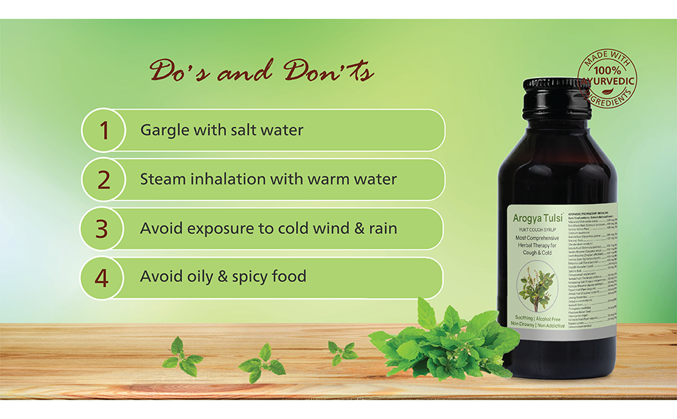 Arogya Tulsi Cough Syrup 100 ml Ayurvedic Syrup For Cough and Throat