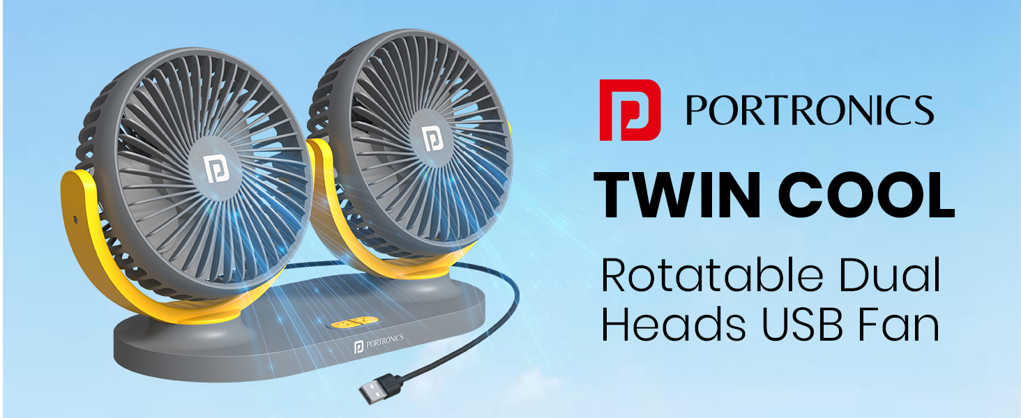 New Year Sale Portronics Twin Cool Dual Head Portable Usb Powered Fan With 8 Portable Usb Powered Fan