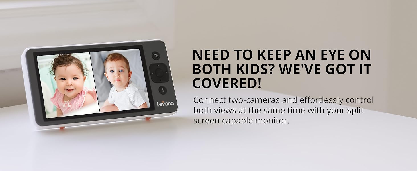 Connect two cameras and effortlessly control both views at the same time with your split-screen