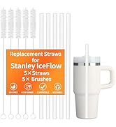 10 Pack Replacement Straw for Stanley Quencher 14/20oz, 5 Pack Reusable Clear Plastic Straws with...