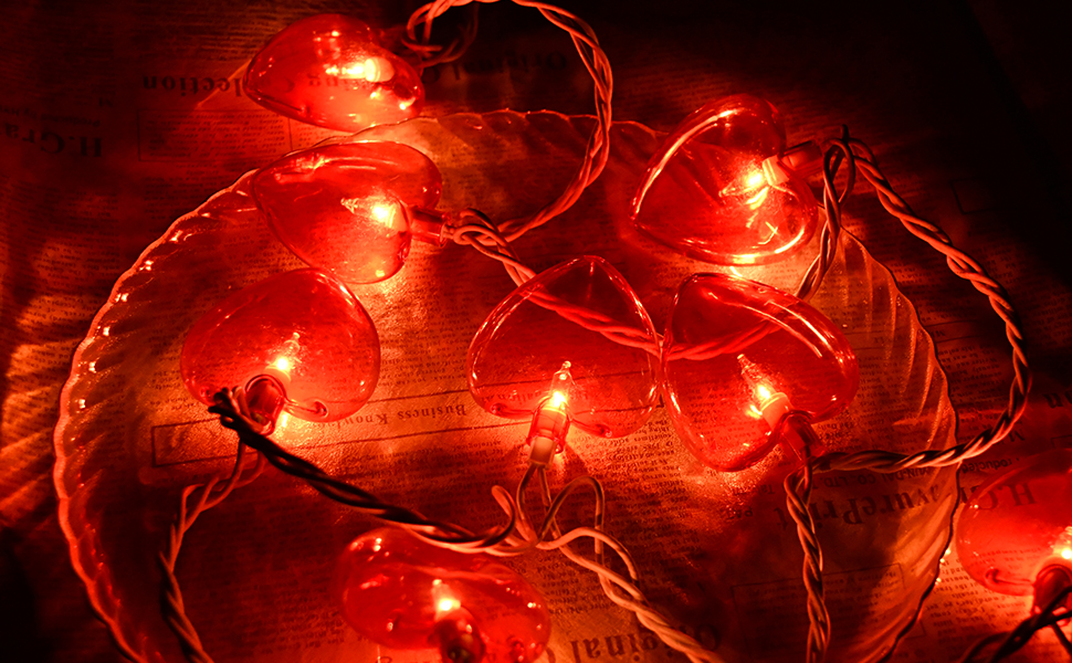 Pallerina 8.5Ft Valentine Heart String Lights with 10 Heart