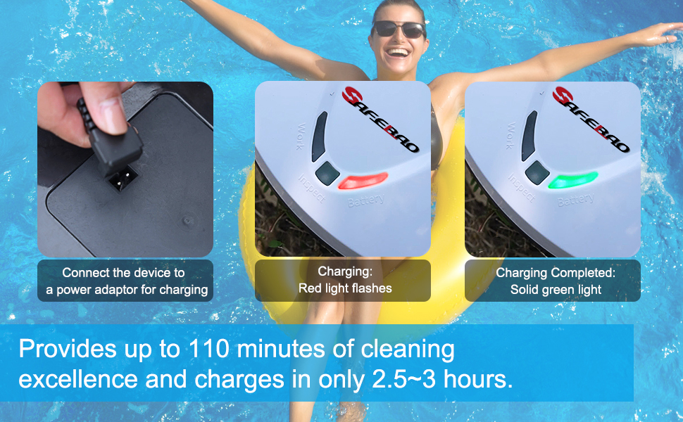 Cordless Robotic Pool Cleaner, Automatic Pool Vacuum,Dual