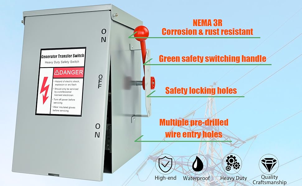 Generator Transfer Switch, 200 Amp Manual Transfer Switch