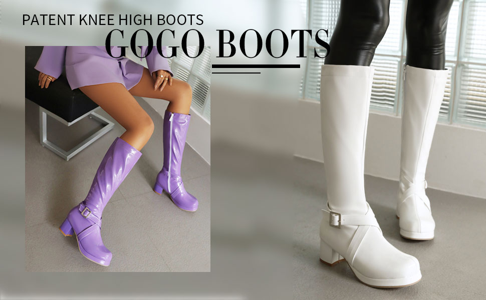 ミミ gogo Amazon.com | Knee High Boots GoGo Patent Leather Chunky