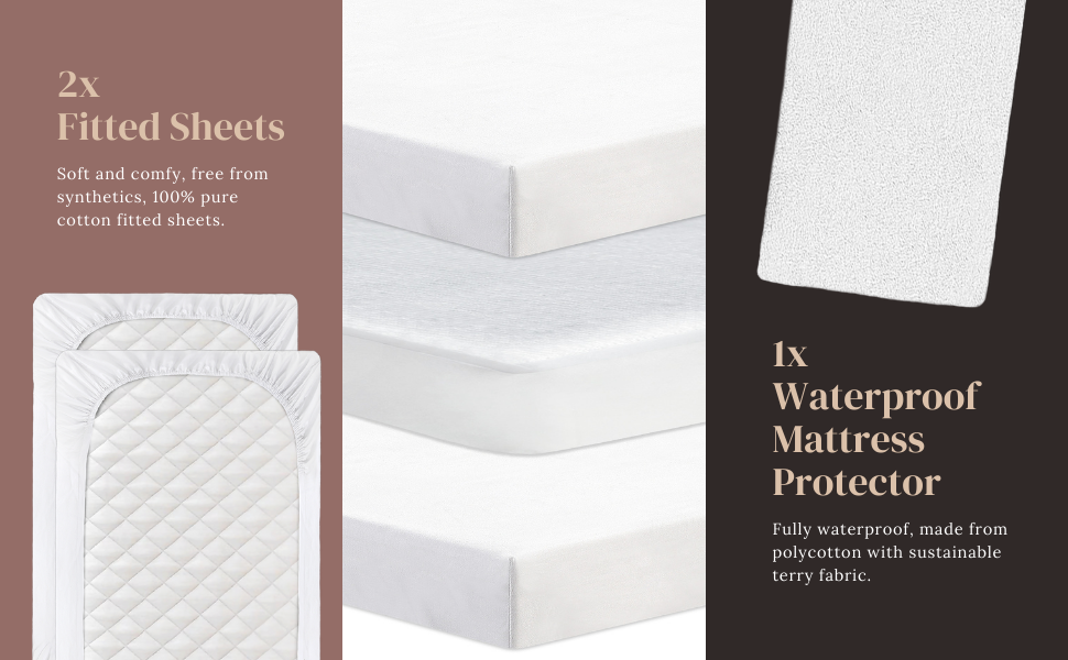 Next To Me Compatible Crib 3 Pack (8385 x 5051 cm) 2 x 100 Pure