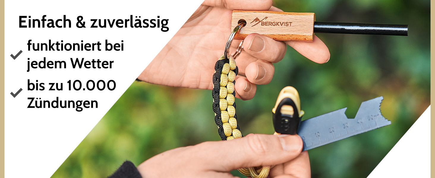 BERGKVIST® Feuerstahl Survival Set GNISTA (17TLG.) XXL Outdoor Ausrüstung zum Feuer Machen