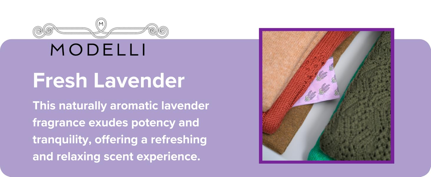 Modelli Compostable Long Lasting Natural Lavender Moth Repellent Drawer Fresheners, 4 Pack
