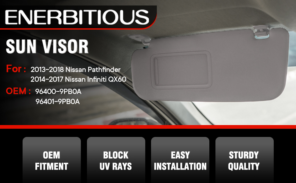 ENERBITIOUS Left Driver Side Sun Visor Compatible with 2013