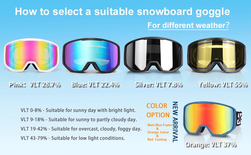 Snowboard Ski Goggles for Men Women Youth Anti-Fog Over Glasses Winter Snow Goggles