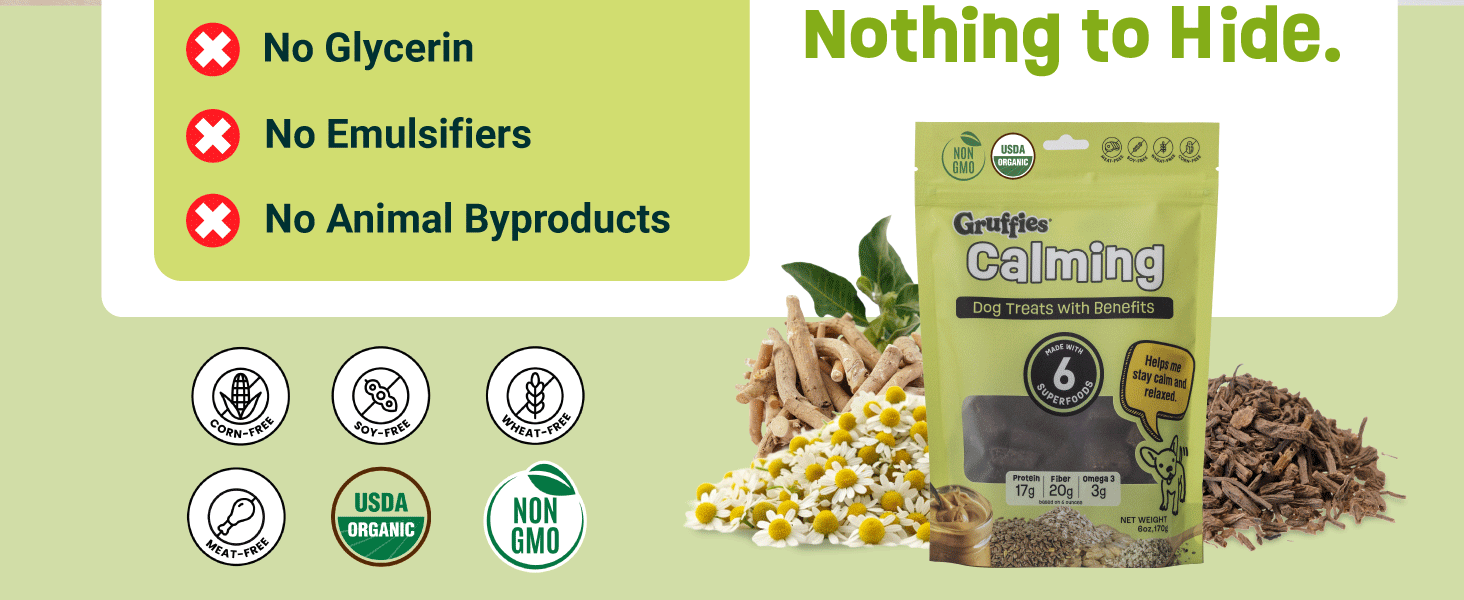 Gruffies, Calming, Dog Treats, Omega, Fiber, Protein