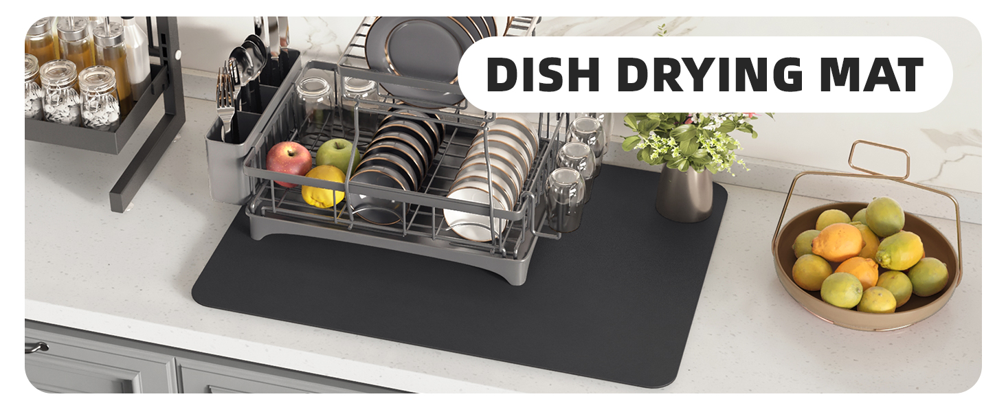 Color&Geometry Dish Drying Mats for Kitchen Counter, Dish