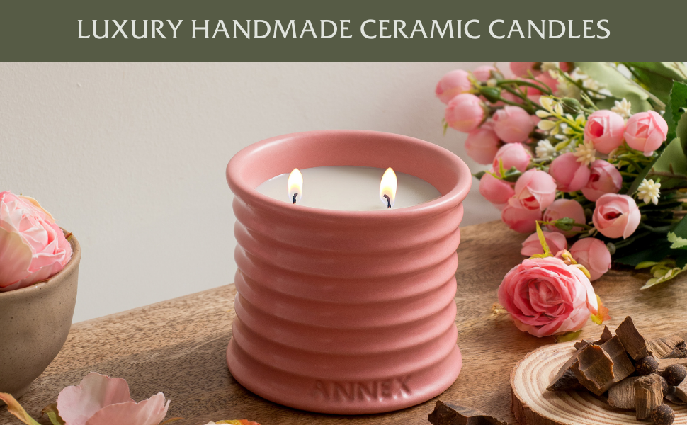 Scented Luxury Candles in Handmade Ceramic Jars, Soy Wax, Non Toxic