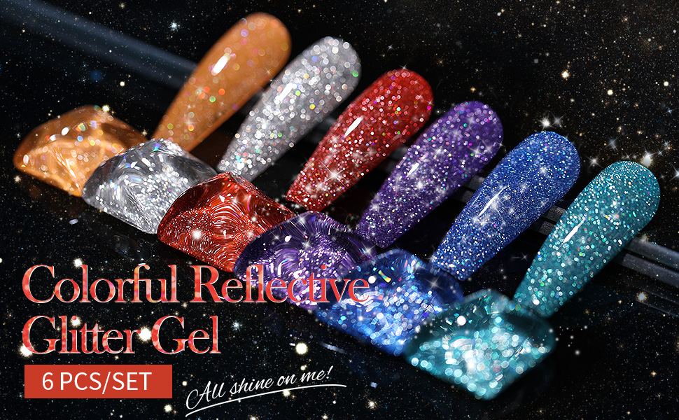 Colorful reflective glitter gel