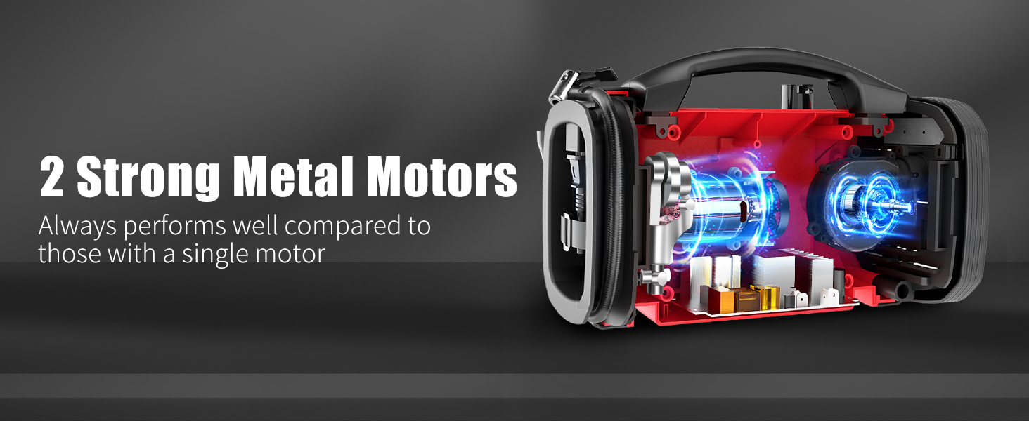 3 in 1 tire inflator - 2 Strong Metal Motors