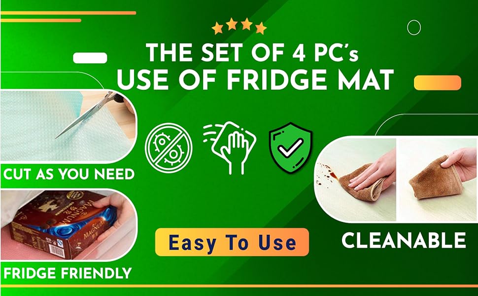 FURZON Anti Slip Mat 4Pcs for Refrigerator and Fridge Liner Mat Easy