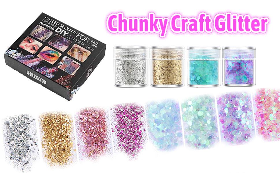 Jatidne Chunky Glitters for Resin Casting 12 Colors Resin Glitters Sparkle Resin Accessories