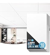 Art3d 10-Pack Smooth Drop Ceiling Tile 2ft x 4ft in White, PVC Ceiling Panel 24 x 48in.