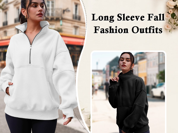 トップス AMERICANA HALF SLEEVE SWEAT Amazon.com: AUTOMET Womens Quarter Zip Oversized Sweatshirts