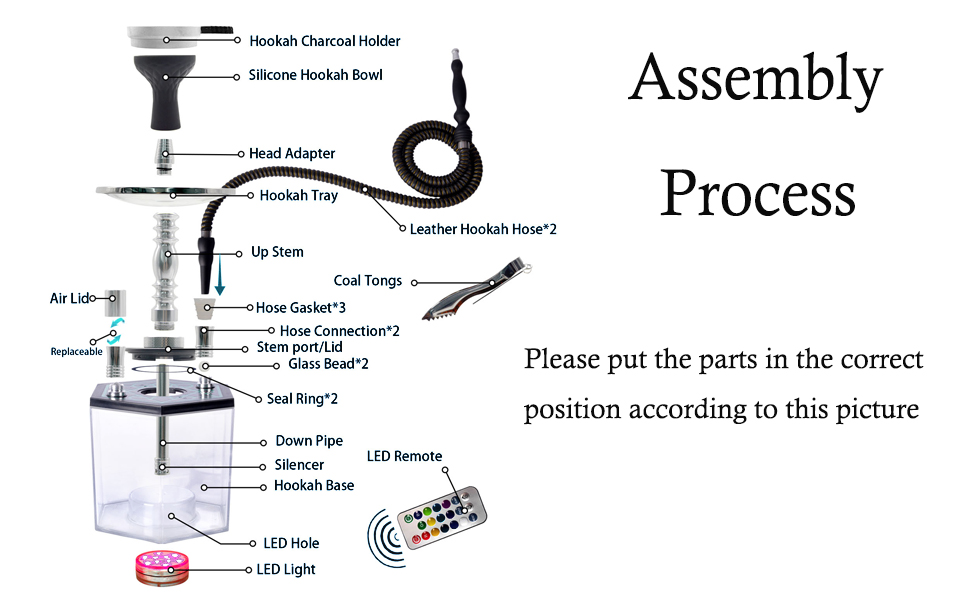 SunWamntin Hookah Set Hookahs 2 Hose Hookah Shisha with