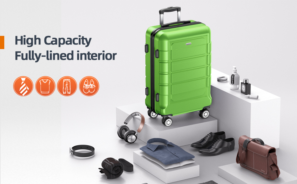 SHOWKOO Luggage Sets Expandable PC+ABS Durable Suitcase Double Wheels