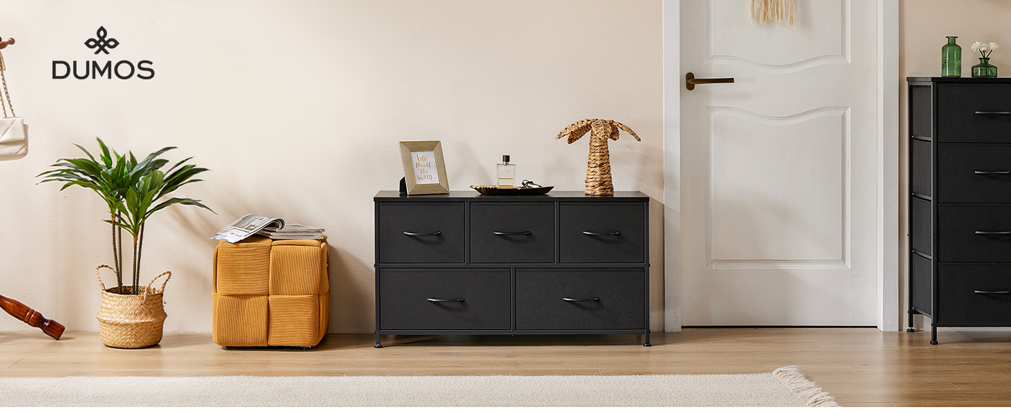 DUMOS Dresser for Bedroom, 5 Storage Drawers