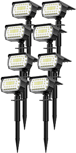 57 LEDs 8 Pack Solar SpotLights Daylight White