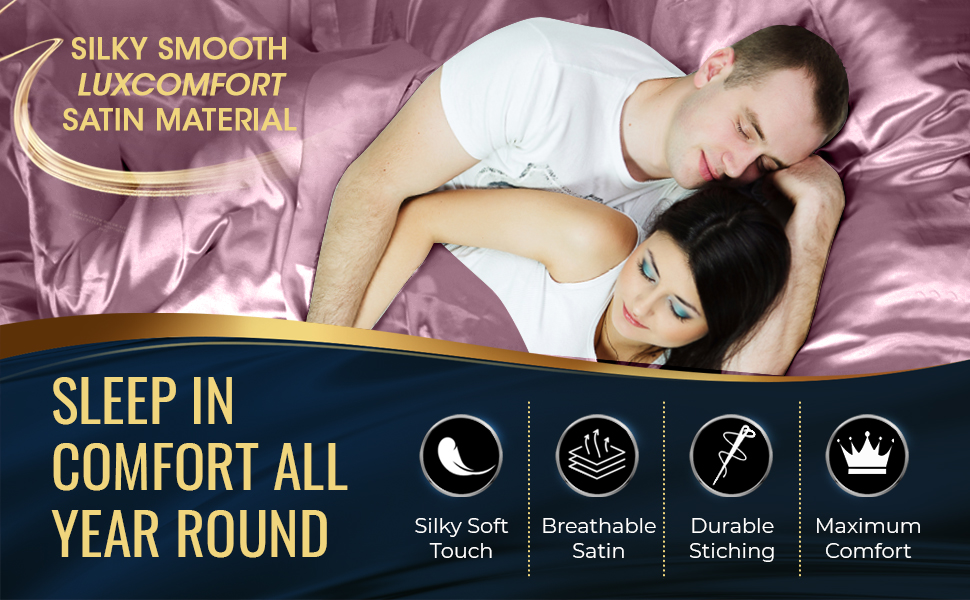 Satin Sheets King Size (4 Pieces, 8 Colors), Silky Satin