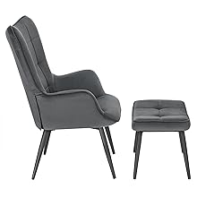 WOLTU Poltrona Imbottita Con Pouf Poggiapiedi Sedia Poltroncina Relax In Velluto Crema 13 relaxsessel