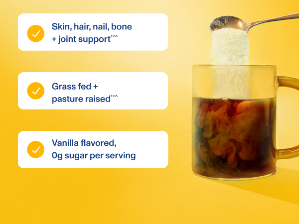 Vanilla Collagen benefits with glass