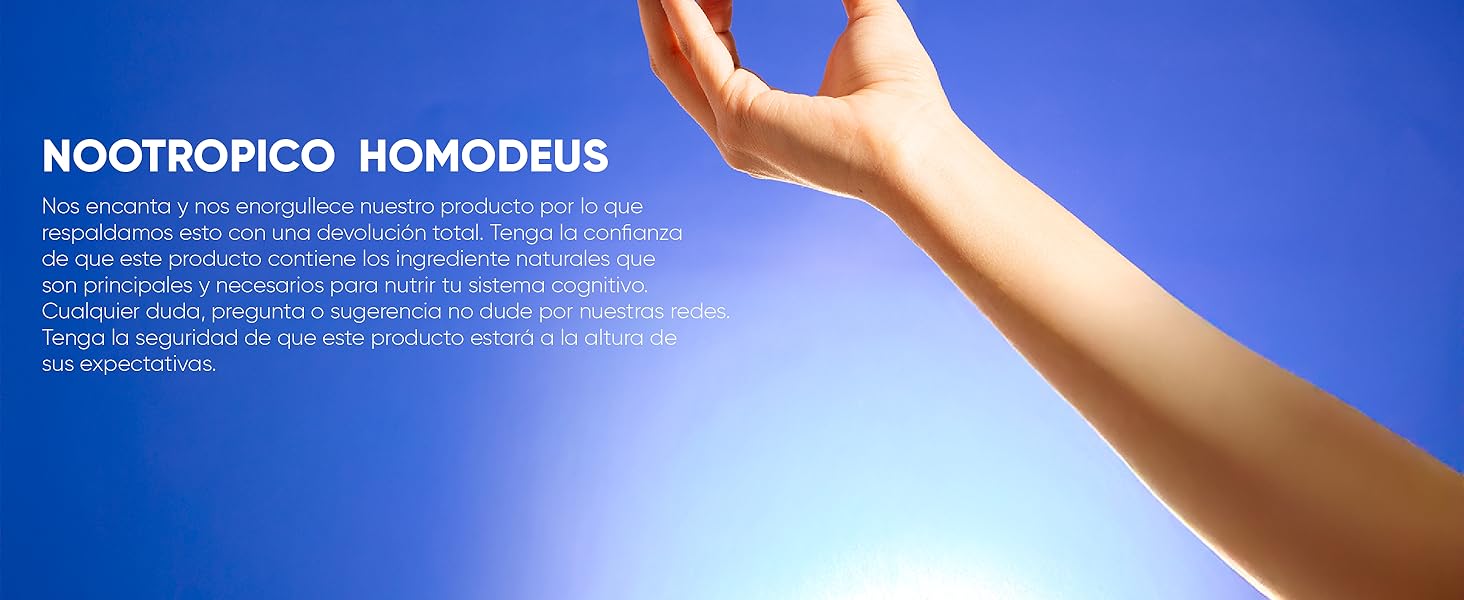 HomoDeus Suplemento Natural | Nootrópico para Mente con Hongo de Melena de León, Bacopa Monnieri