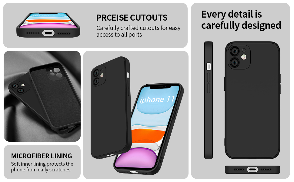 Qasyfanc Liquid Silicone Case for iPhone 11 Case and 2 Pack Screen