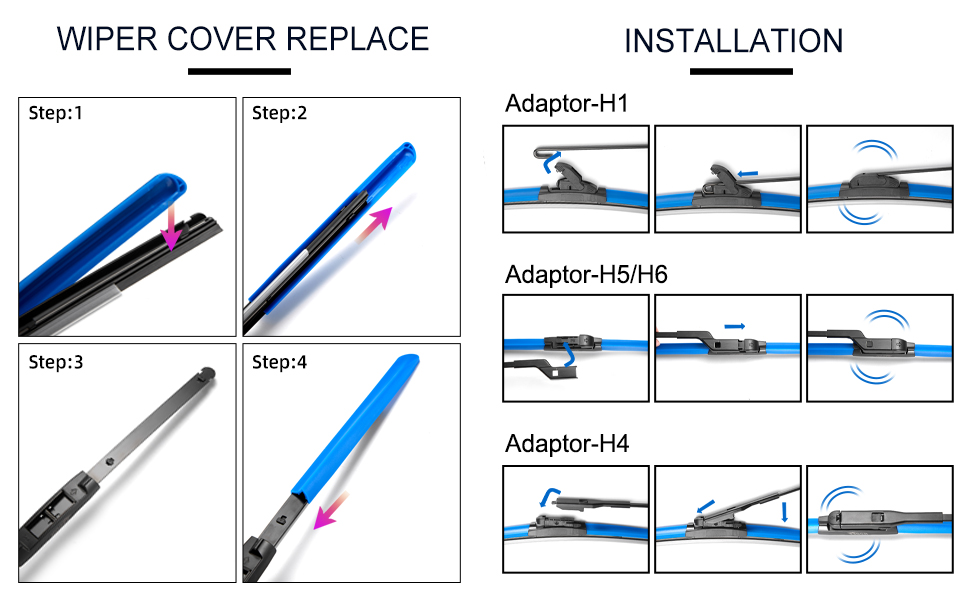 HODEE Colour Wiper 24"/20"/13" Replacement for Front