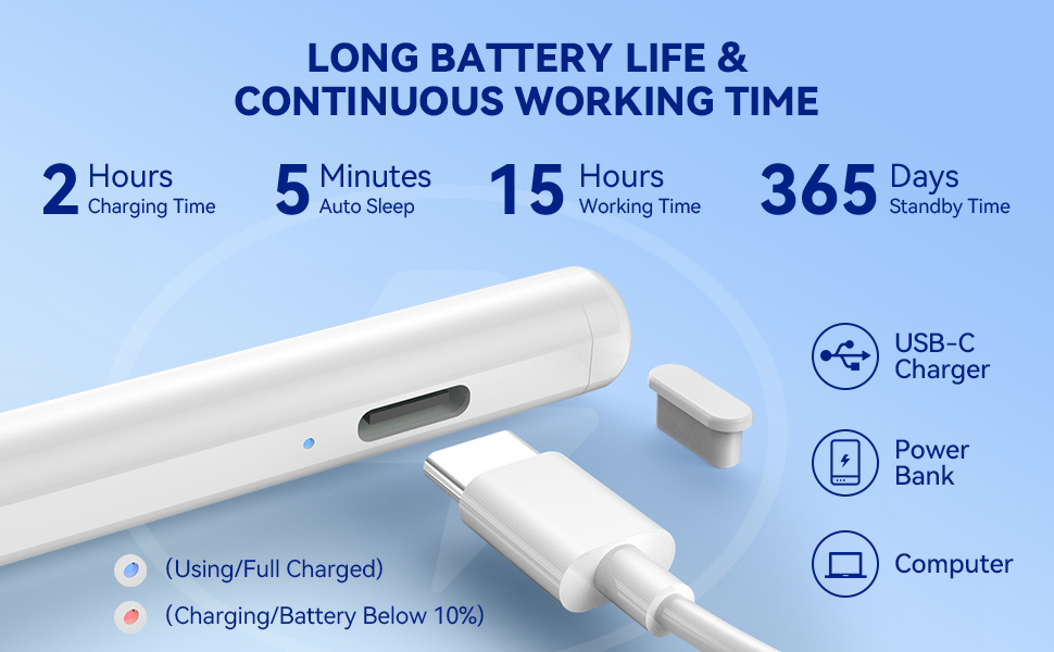 iPad stylus pen battery power function description