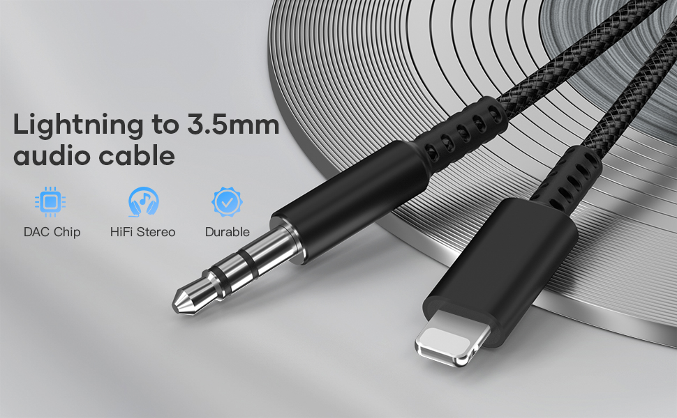 Hadisala Auto AUX Kabel für iPhone,Light ning auf 3.5mm Audiokabel für ...