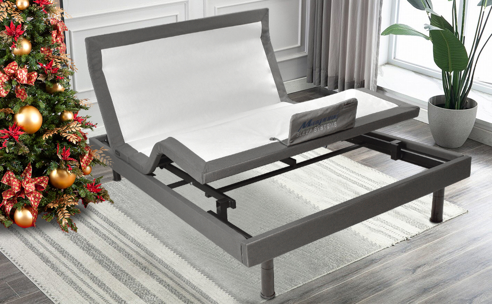 MAXXPRIME Wall Hugger Adjustable Bed Frame with Okin Motor, Electric Bed Base with