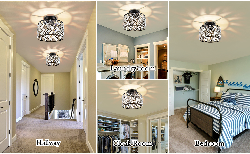 Frideko Black Light Fittings Ceilings, Modern Crystal Semi Flush