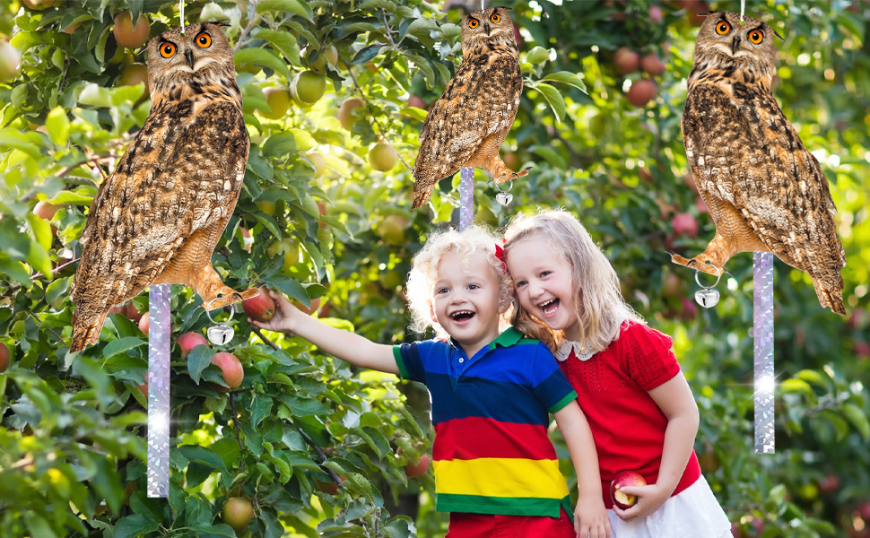 Vicsiyi Owls to Keep Birds Away, 5 Pack Fake Owls with Reflective Tape for Garden