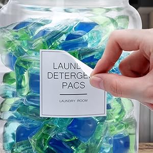 Laundry glass containers with Labels