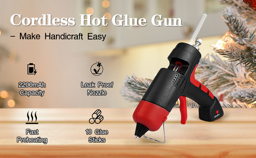 Krightlink Cordless Hot Glue Gun Hot Melt Glue Gun Mini Glue Gun Kit with 10 Premium