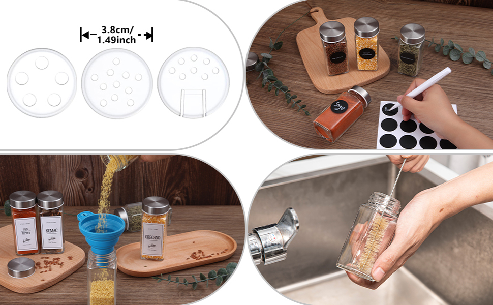 Meansoee 36 Pack Spice Jars with Lids 180 Labels,4oz Square Spice Jar