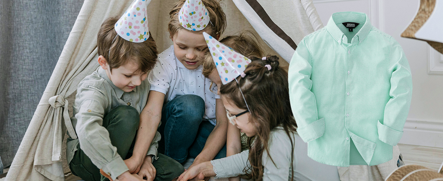 This boy's shirt is perfect for birthday parties, family gatherings, weddings and more